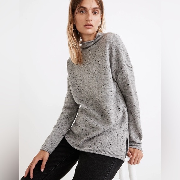 MADEWELL | Donegal Whitworth Mockneck Sweater | Gray Wool Blend | Size Small - Picture 1 of 9